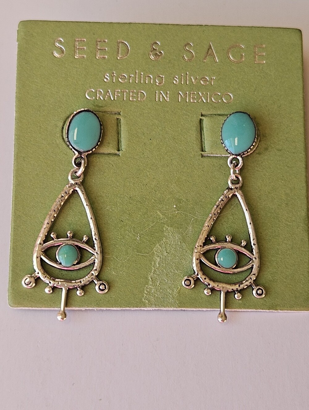 Seed & Sage Sterling Silver Turquoise Drop Eye Earrings